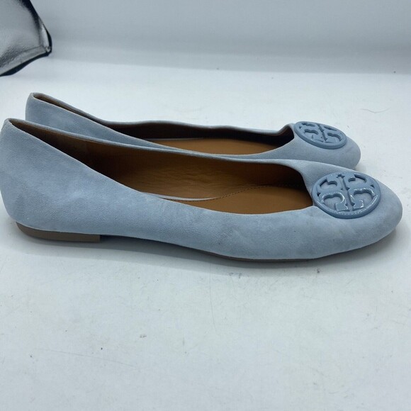 Tory Burch Chelsea Ballet Flat Kid Suede Baby Blue Size 8.5 - Picture 4 of 7